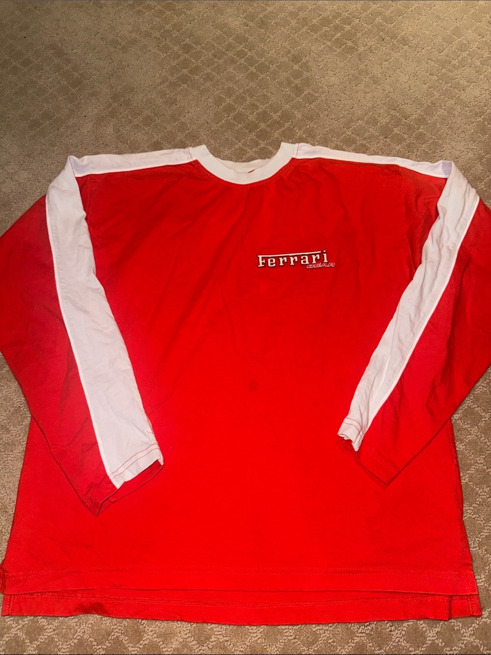 Vintage Ferrari Red & White Long Sleeve Men’s Shirt